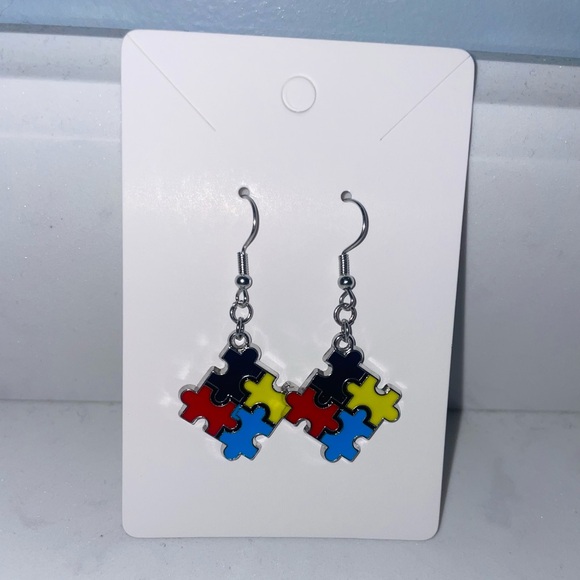 Accessories - Handmade Autism Puzzle Piece Earrings